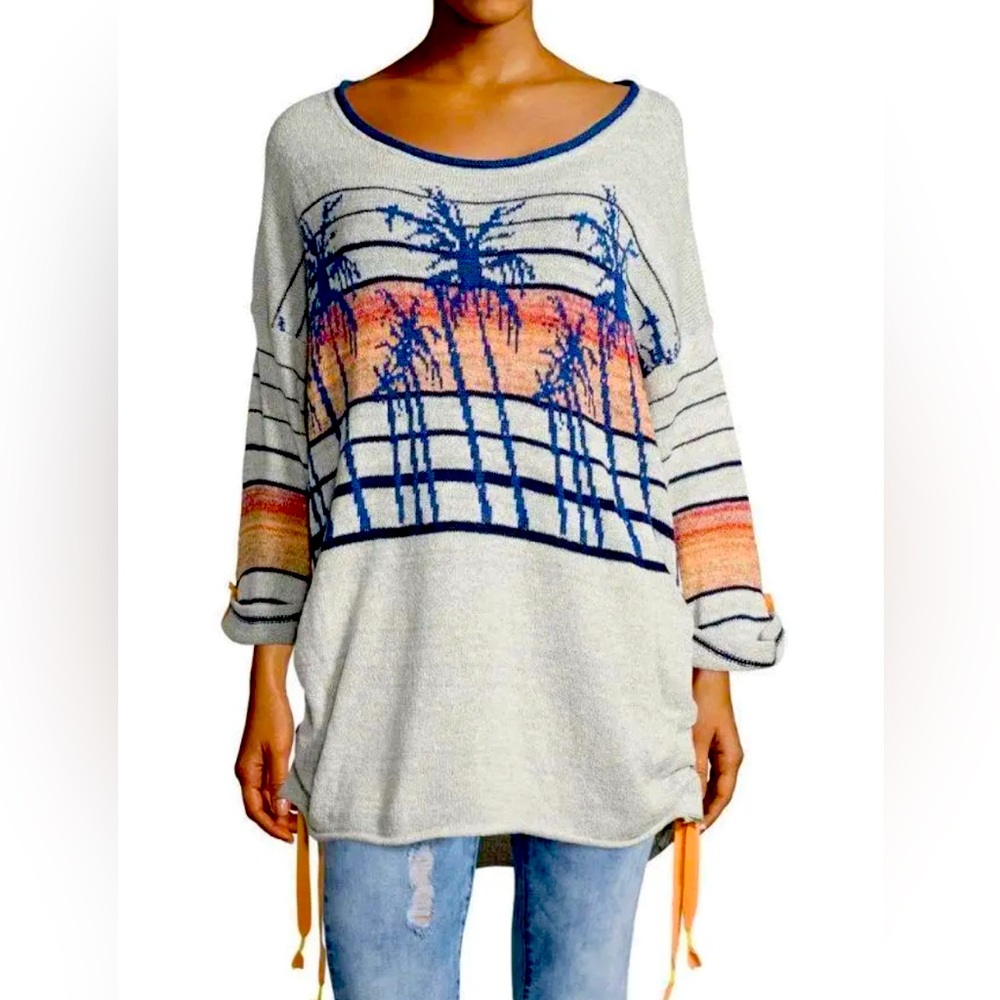 Free People Multicolor Palm Tree Sweater